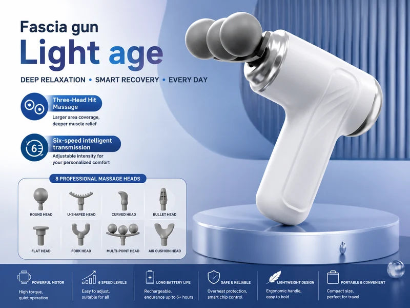 Light Age Elite Deep Tissue Massage Gun – Quiet Percussion Fascia Therapy for Athletes & Recovery